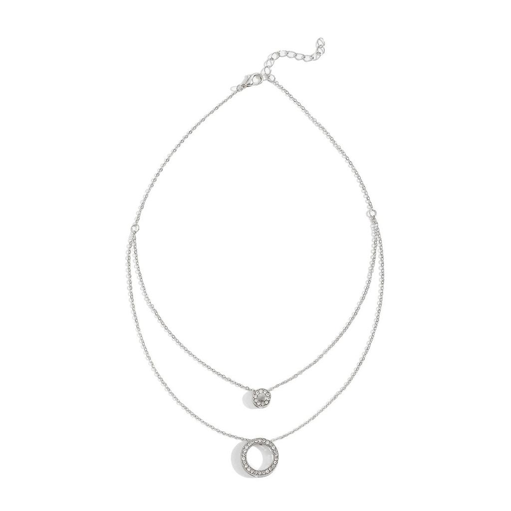 Round necklace European and American light luxury diamond pendant female simple design clavicle chain