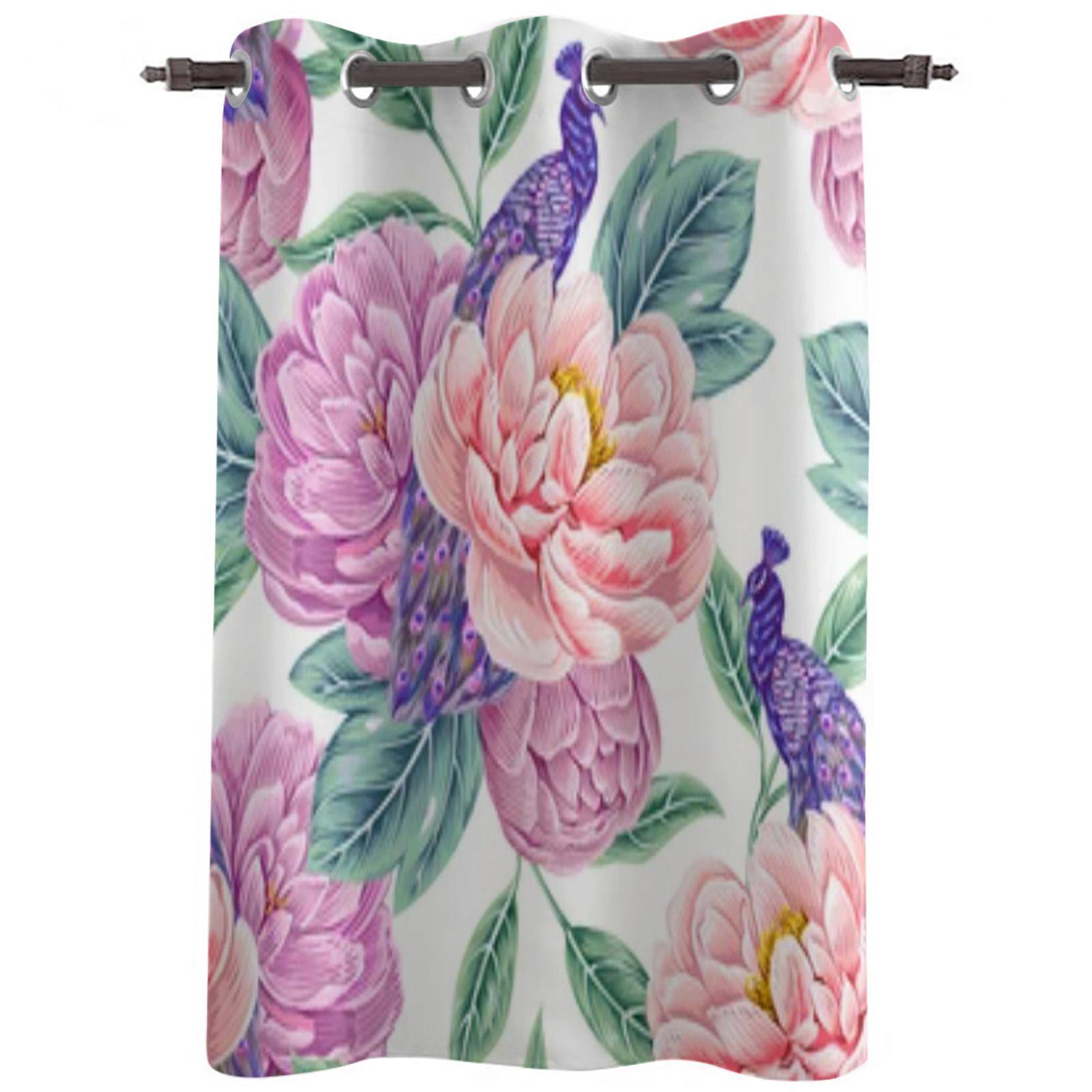 Цветущие цветы пионы листья павлиньи оконные шторы для гостиной кухни современные шторы — фото 2