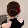 Temperament: Water Diamond, Red Rose, Pan Hairpin, Women's Simple New Hairpin,Elegant Ancient Style Hair Accessories