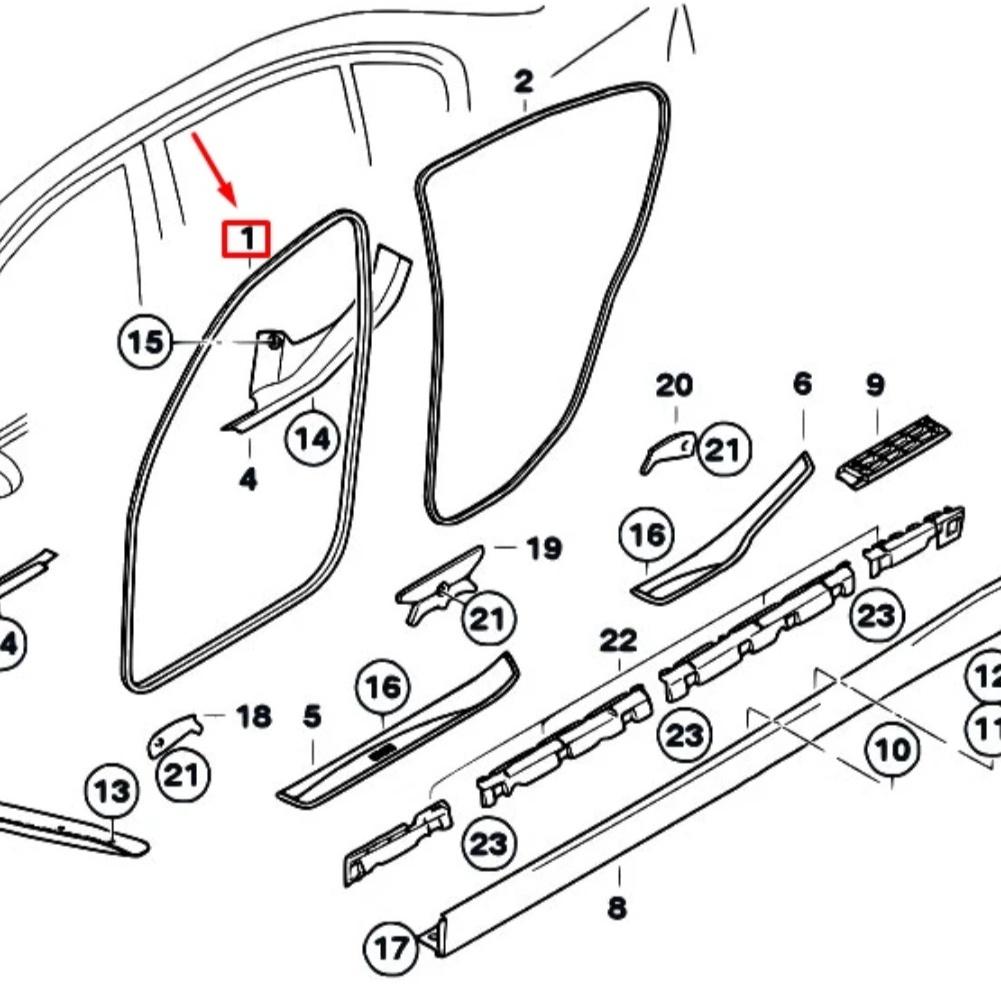 Door Weatherstrip Front Door Seal Rubber Weatherstrip Wear-resistant Non-deformation Easy To Install For E90 2004-2011