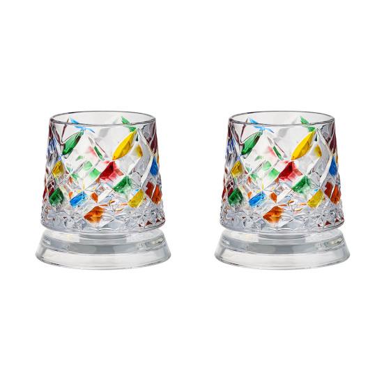 Wirbelndes Whiskey-Glas mit drehbarer Basis, 360-Grad-Wirbelgläser für Bourbon, 260 ml handbemaltes Spirituosenglas, Stressabbau-Geschenk für Männer