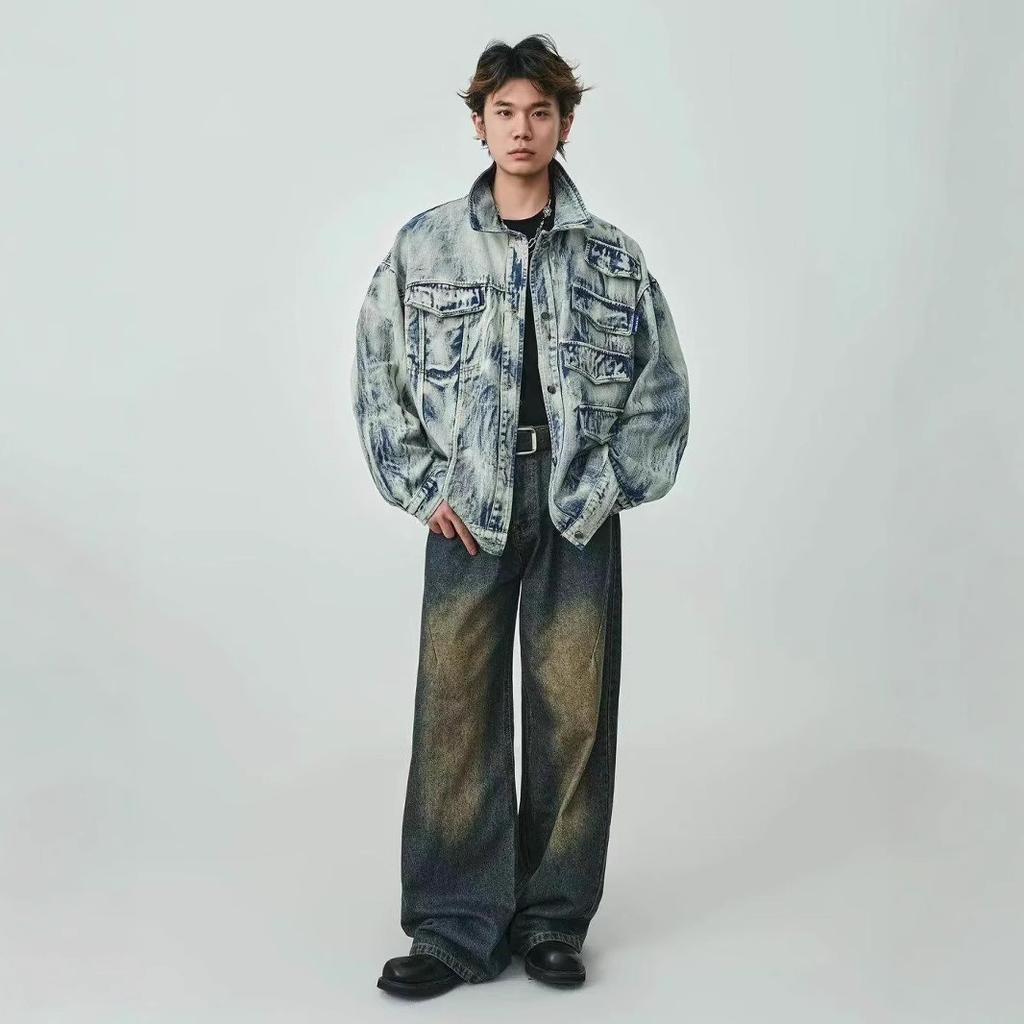 Autumn New Ripped Denim Jacket Men's Top Trendy Versatile Coat