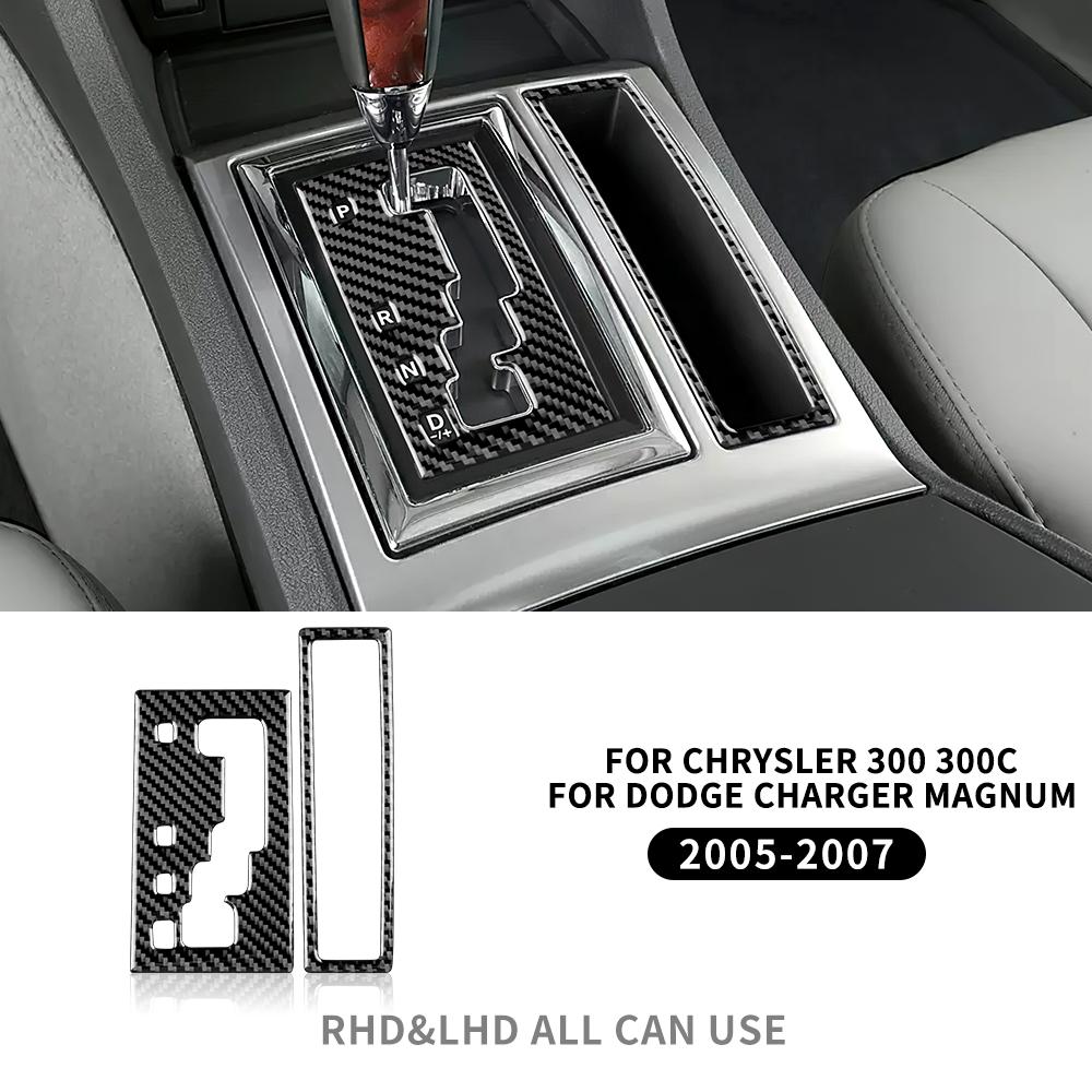 Real Soft Carbon Fiber Sticker For Chrysler 300 300C For Dodge Charger Magnum 2005 2006 2007 Car Gear Shift Panel Accessories