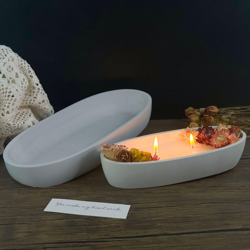 Beton Ovales Kerzenglas Silikonform DIY Schiffsform Handwerk Blumentopf Herstellung Gips Zement Aufbewahrungsbox Gussformen Heimdeko