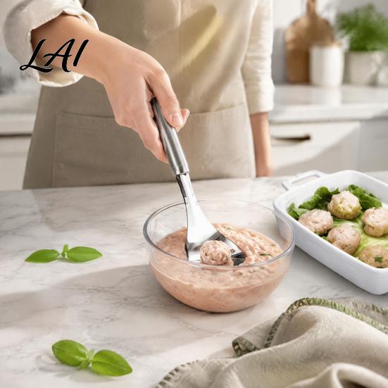 Meatball Maker Tool Stainless Steel Maker Manual Press with Forming Spoon & Serving Mold Scoop for Portioning Minced Beef Pork And Poultry