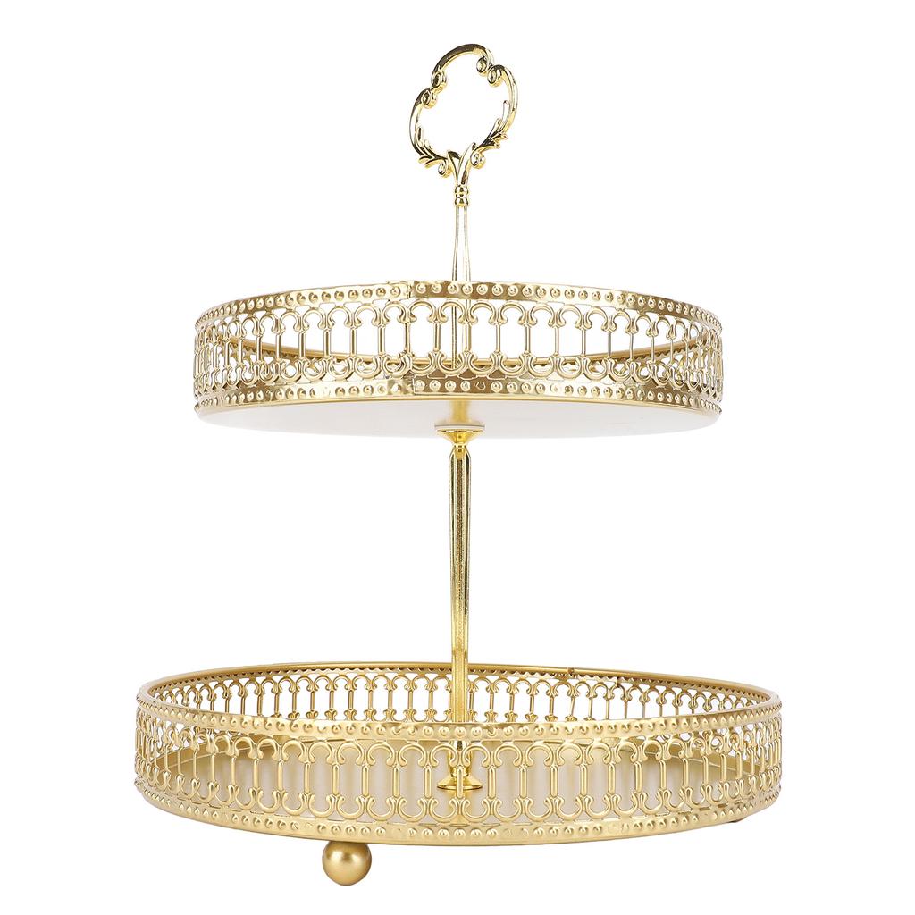 Patrový podnos Snadná montáž Kovový Velká kapacita 2patrový Servírovací stojan na ovoce Dezert Dort Svačina