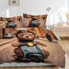 Conjunto de Roupa de Cama de Ursinho de Pelúcia Anime com Scooter, Inclui Uma Capa de Edredom e Duas Fronhas (Sem núcleo), Decoração de Casa, Presente de Festival, Tecido de Poliéster