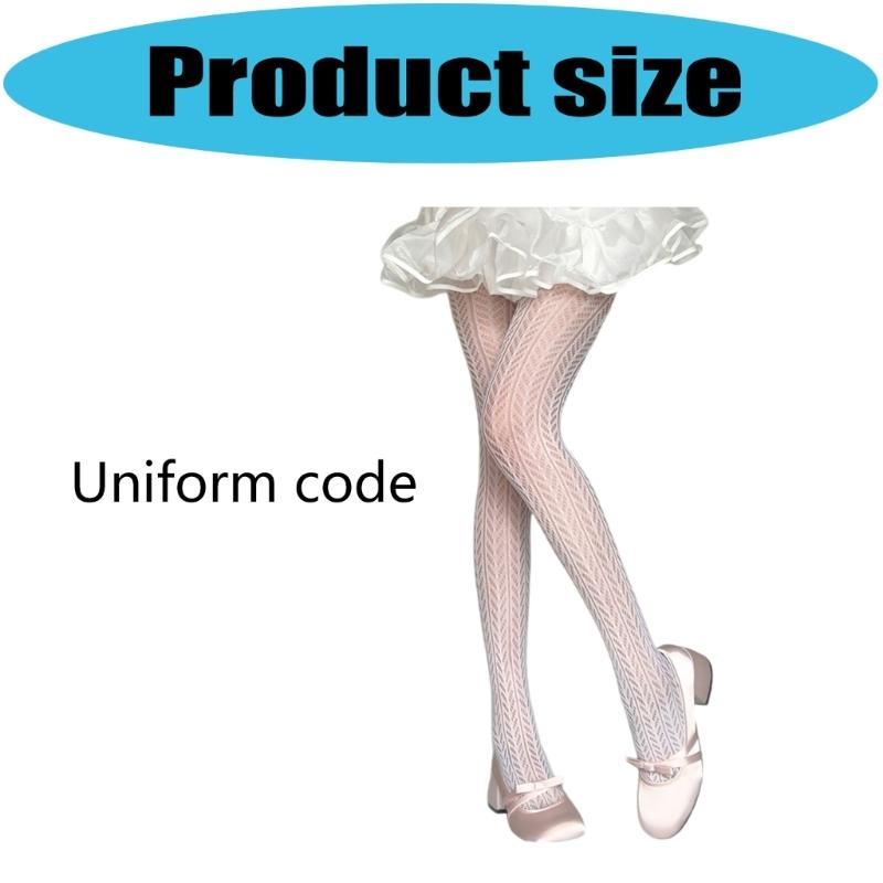 Women's Breathable Stretchy Pantyhose With Wheat Striped Pattern Hollowout Sheer Mesh Tights For Office And Casual Wear