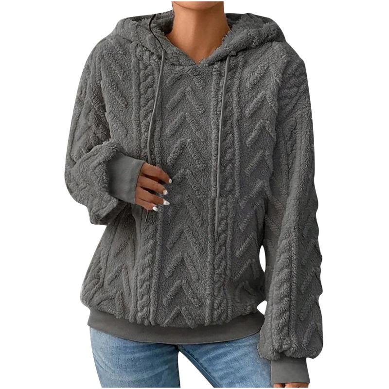 IHUASU Women's Fashion Casual Solid Color Print Long Sleeve Hooded Hoodies & Sweatshirts International design