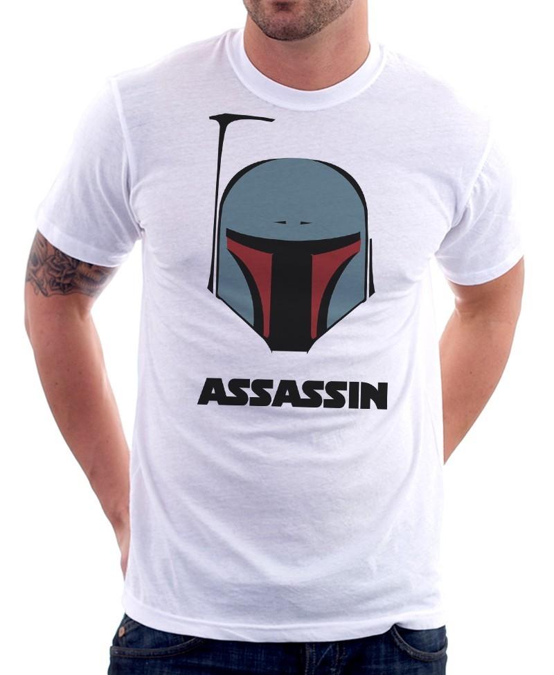 

Boba Fett ASSASSIN printed white t-shirt 9374 S разноцветный