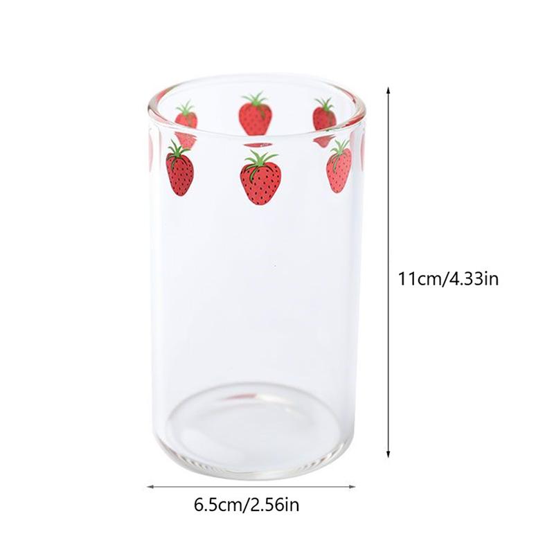 Ins Strawberry Glasses Heat Resistant Water Cups With Straws Cute Cold Straw Cup