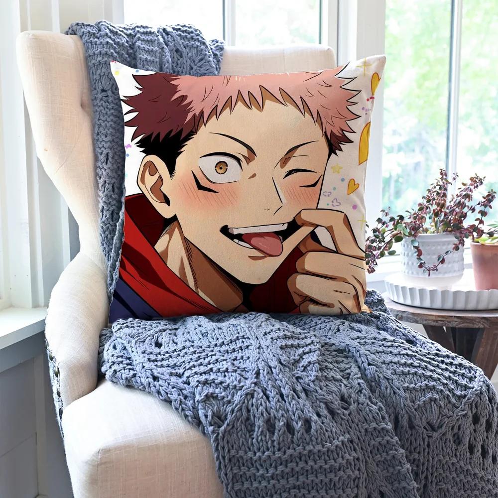 Itadori Yuji Animation Jujutsu Kaisen Pillow Case Square Pillow Bedroom Sofa Leisure ComfortCarLiving Room Home Decoration 40X40