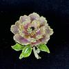 Women Brooch Sparkling Rhinestones Enamel Peony Shape Lapel Pin Suits Coats Bags Scarves Badge Versatile Accessory