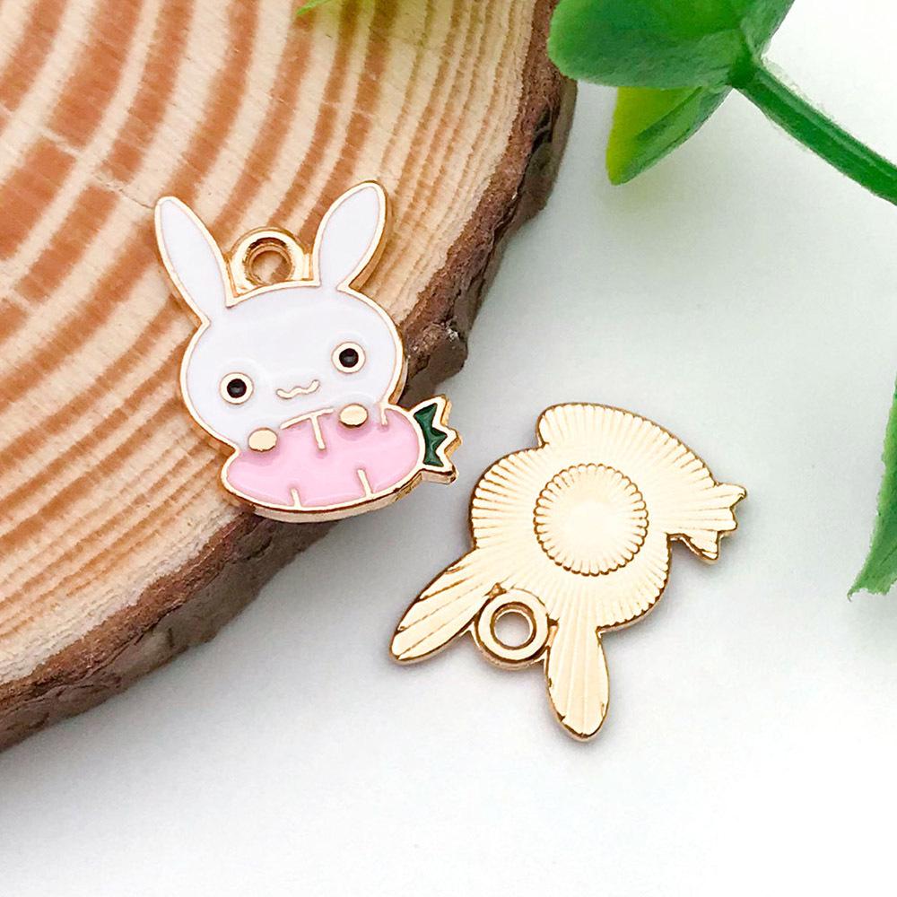 

Set of 12 Cute Cartoon Drip Oil Easter Moon Rabbit Pendants for DIY Bags, Bracelets, and Charms