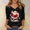 3/4 Sleeve Shirts For Women Print Christmas Tees Blouses Casual Plus Size Basic Tops Pullover