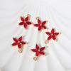 Pink Zirconia Flower Copper Charms, Golden Plated DIY Jewelry Pendants for Earring Necklace Craft