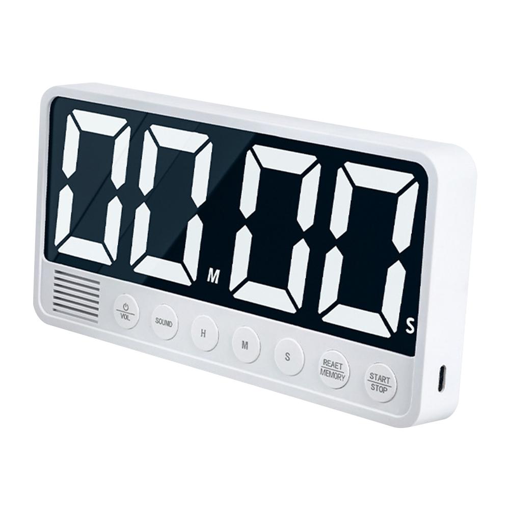 

Kitchen Timer USB Rechargeable Count UP/Down Timer LED Display Gym Workout Timer Multi-Function Kitchen Accessories White