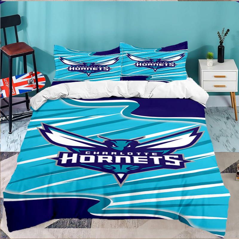 Charlotte-Hornets Logo 3pcs Bedding Set,Including 1pc Duvet Cover And 2pcs Pillowcases Perfect Gift for Christmas,Ideal for Bedroom, Dormitory