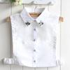 Colletto Falso in Cotone Coreano da Donna Argento Perline Rimovibile Colletto Falso Camicetta Strass Falsi Colletti Femminili Colletto Staccabile