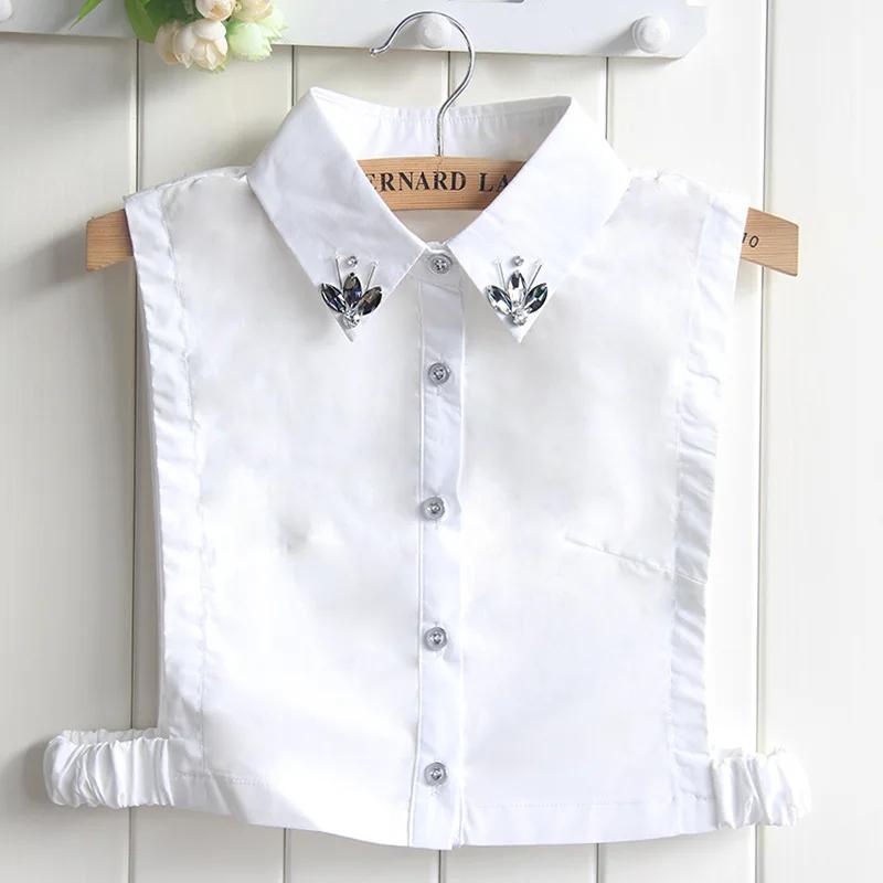 Colletto Falso in Cotone Coreano da Donna Argento Perline Rimovibile Colletto Falso Camicetta Strass Falsi Colletti Femminili Colletto Staccabile