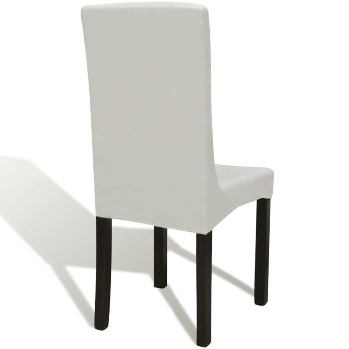 6 housses de chaise dos droit extensibles crème