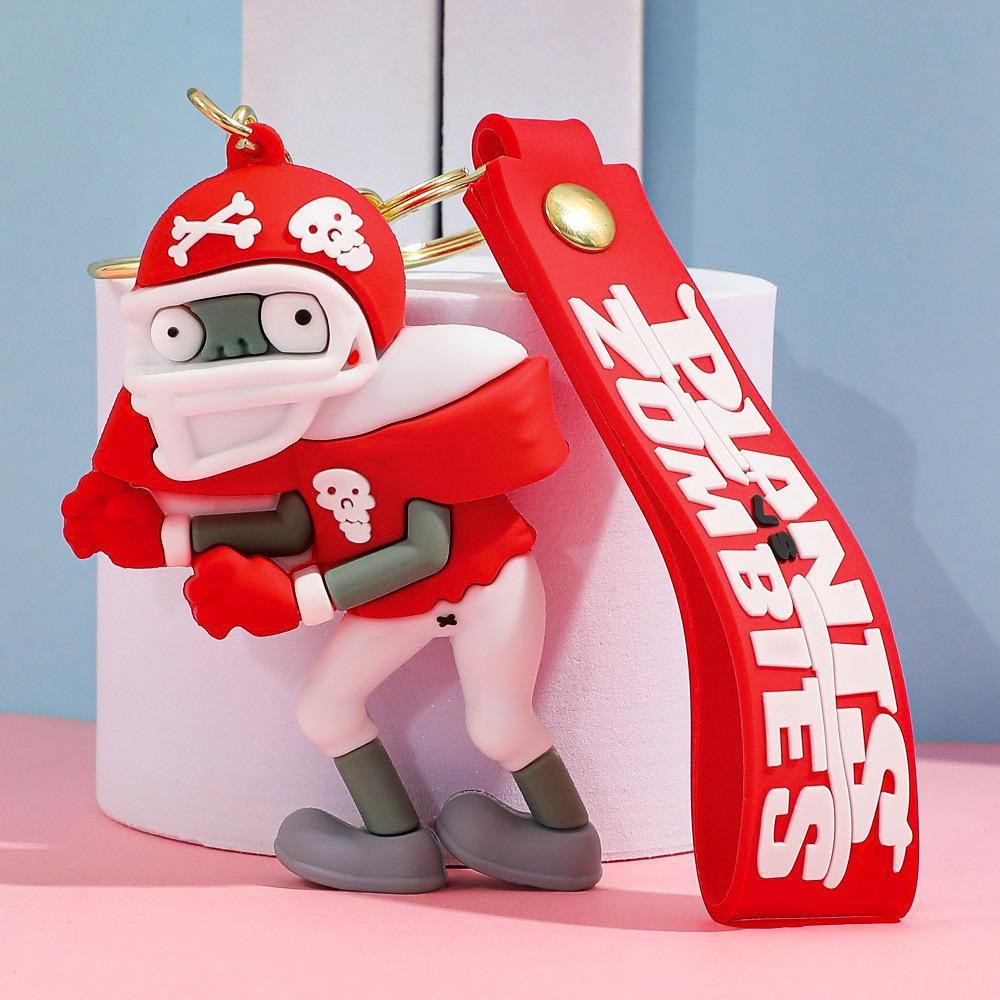 Zombies Game KeyChain Cartoon Figure VS Plants Sunflower Peashooter Keyring Wall-nut Chomper Key Backpack Gifts