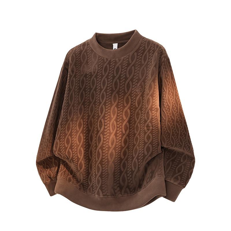 Oversize-Sweatshirt für Damen mit Zopfmuster, geprägtem Strickmuster und Rundhalsausschnitt – lässiger Pullover