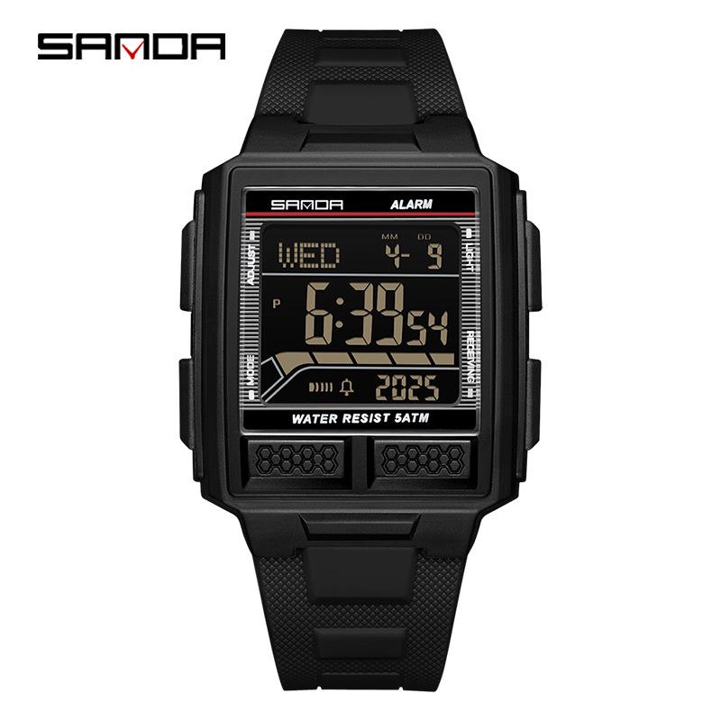 Sanda Men's Large Screen Luminous Multifunctional Waterproof Countdown Wristwatch