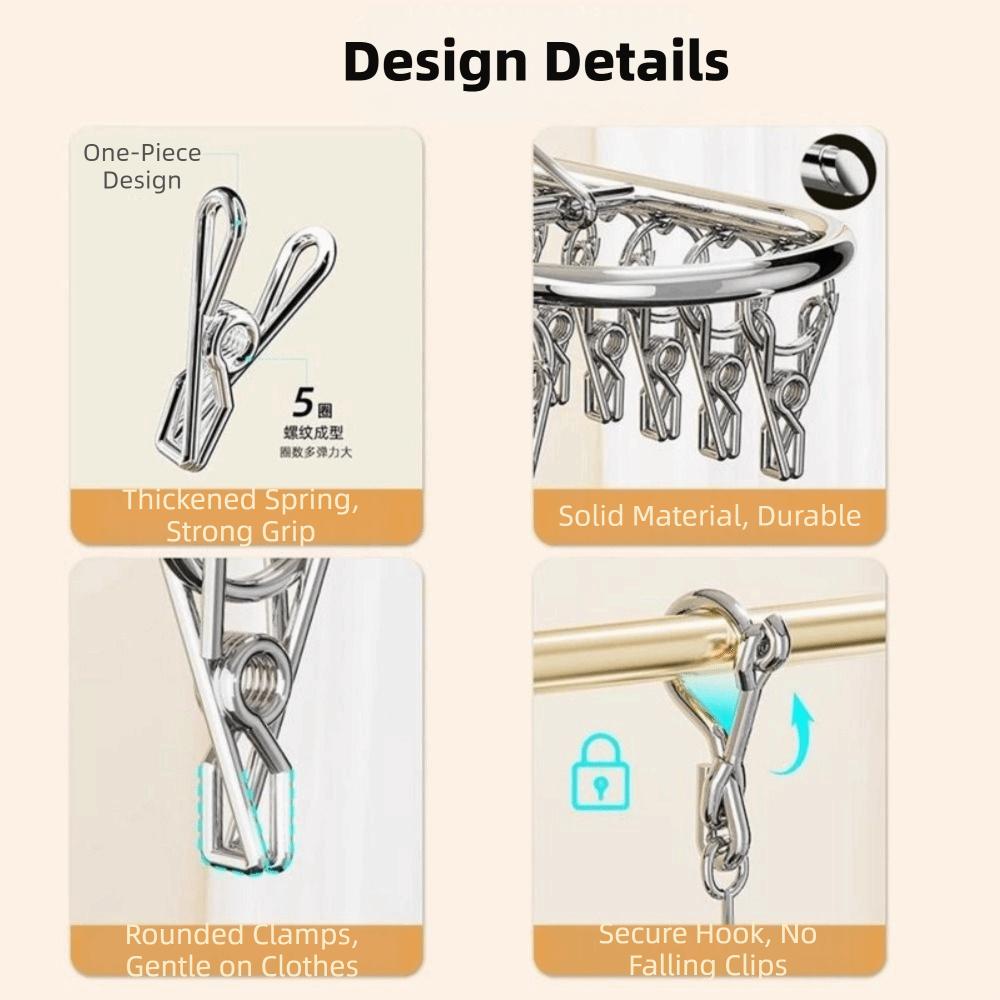 Stainless Steel Socks Drying Rack Windproof Clothes Drying Hanger Sock Laundry Airer Balcony