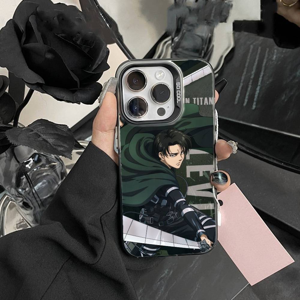 Attack On Titan Levi Ackerman Mobilskal För IPhone 16 17 15 14 12 13 Pro Max Svart Färg Stötsäkert Skydd