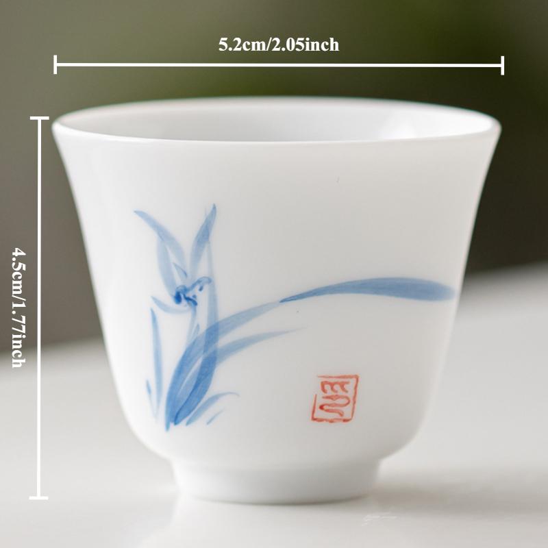 

2-1pcs Underglaze Hand-painted Ceramics Teacup White Porcelain Master Cup Small Tasting Personal Tea Mug Zen Kung Fu Teaware 1PC