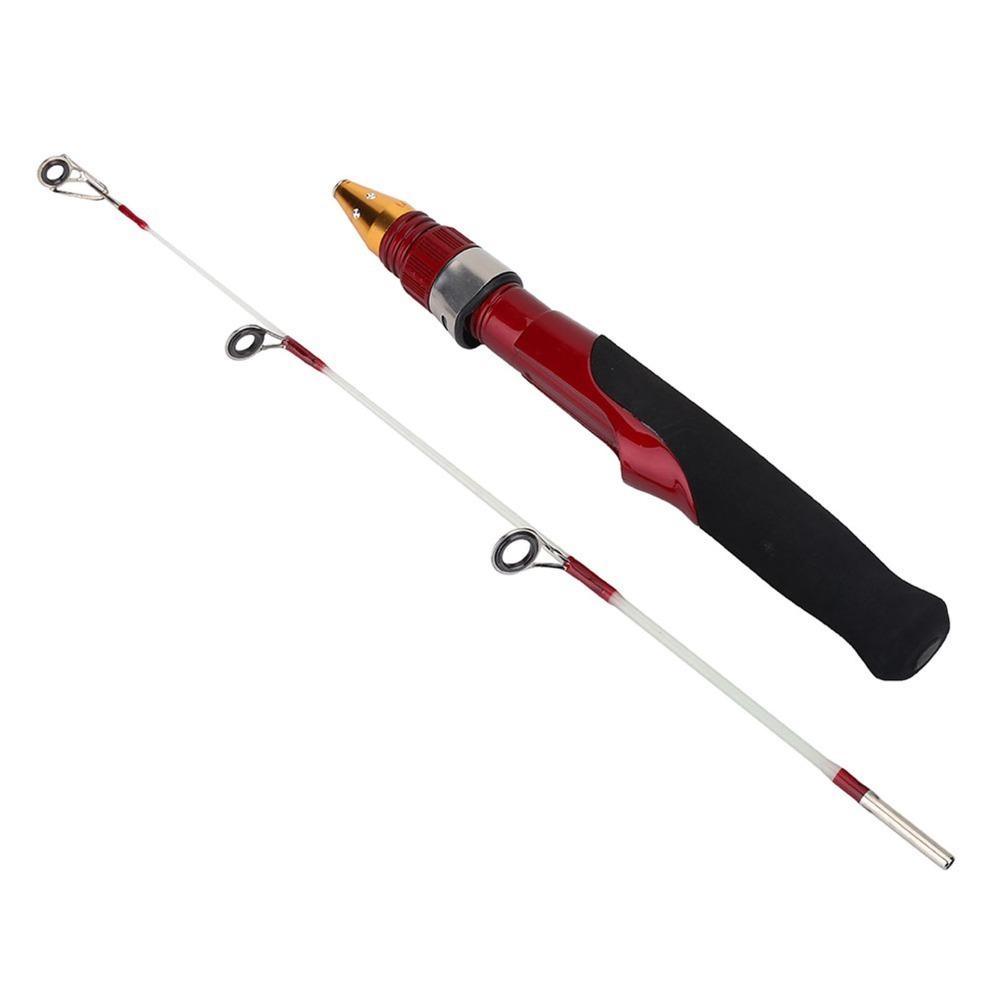 Durable Fiber Glass Ice Fishing Rod 2 Sections Mini Shrimp Fishing Pole 50cm Length Fishing Rod Ice Fishing