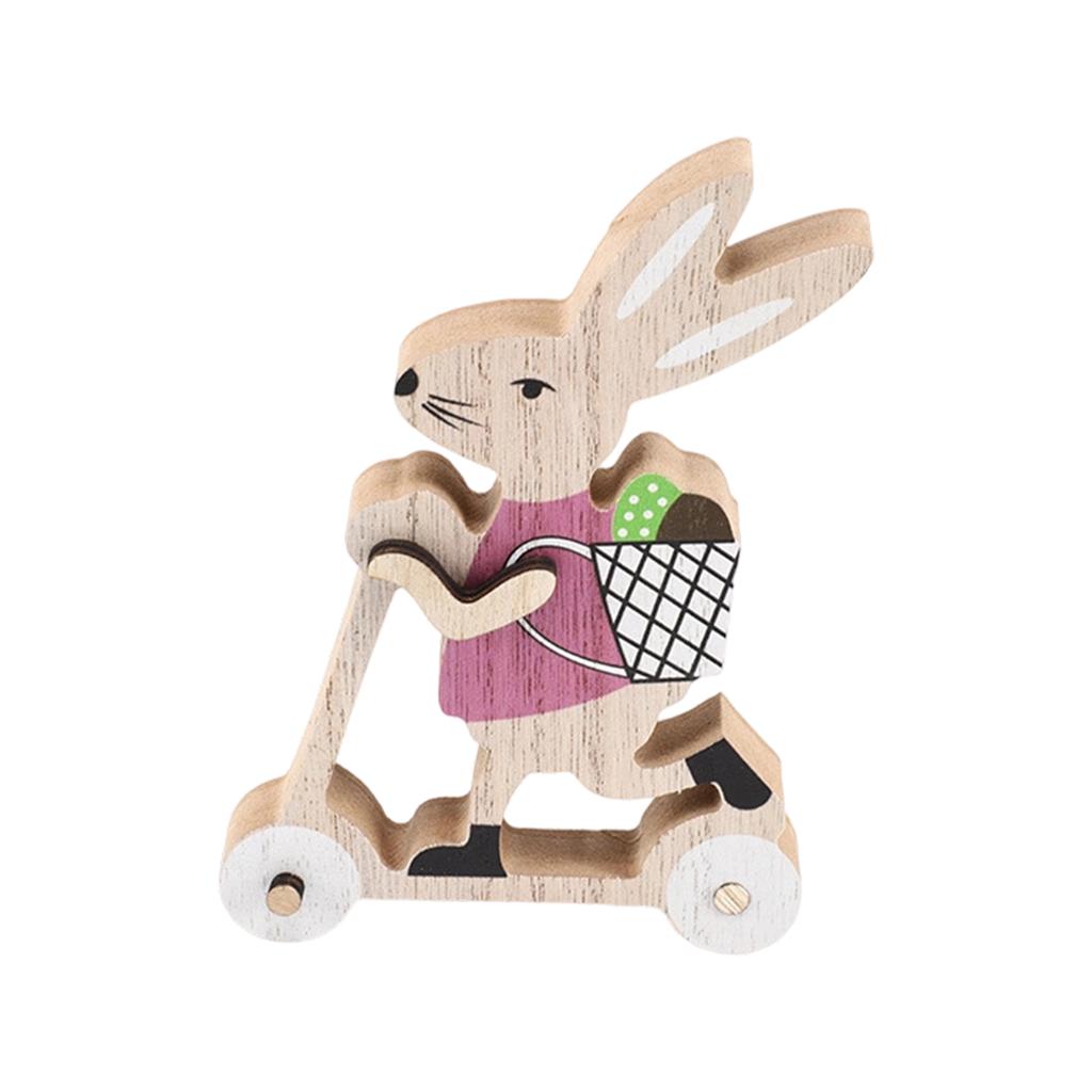 Houten Decoratieve Paasfeest Schattig Rijdend Met Mand Dierlijke Beeldje Houten Ambacht