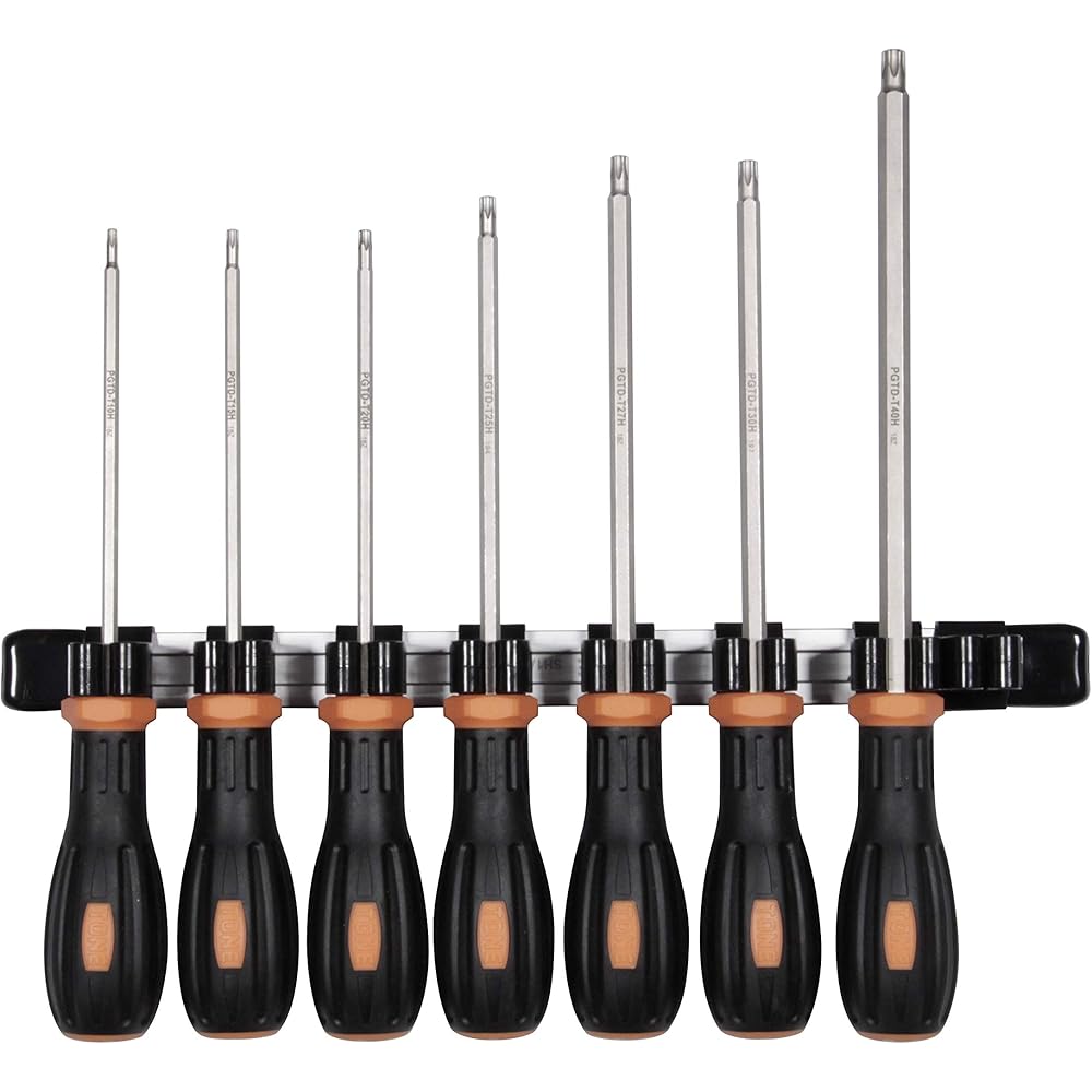 Tone Power Grip Torx Screwdriver Set Anti-Tamper Type 7 Pieces Orange