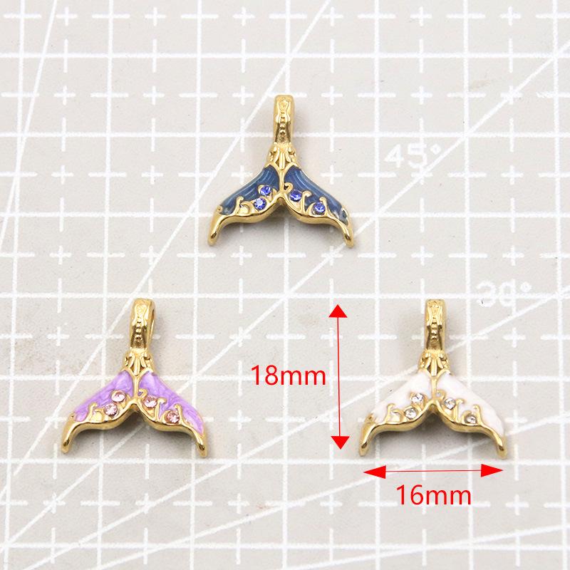 Ozean Stil Meerjungfrauenflosse Anhänger, Vergoldeter Edelstahl, 6 Farben, 16x18mm - DIY Handgemachtes Schmuckzubehör.