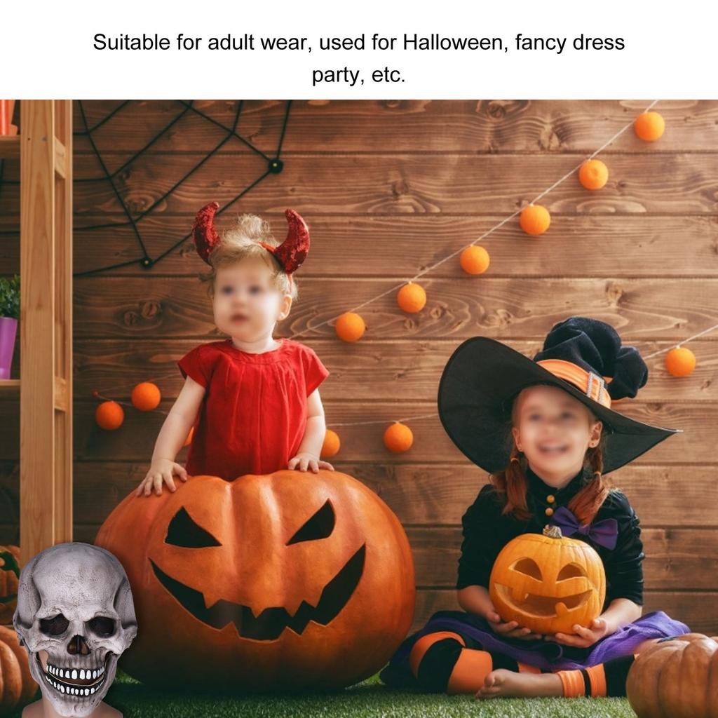 Scary Skull Mask with Movable Jaw Flexible Latex Halloween Costume Party Props Cosplay Accessory