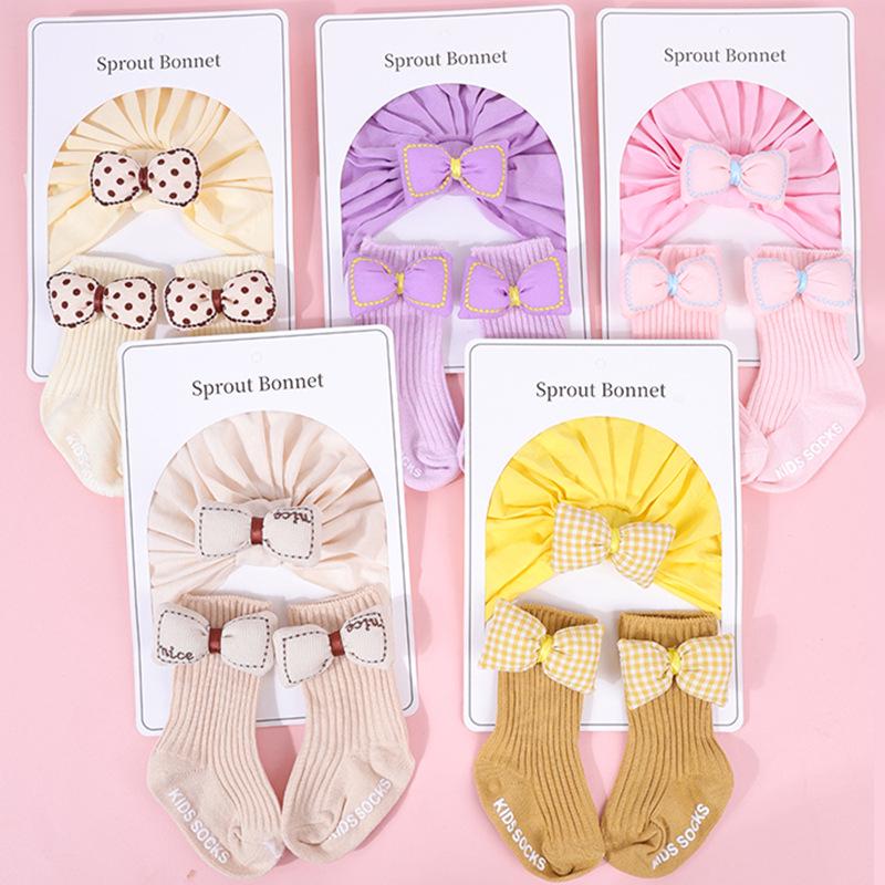 Top Seller: Newborn Baby Hat & Socks Set with Cute Bow Accessories - Popular in Europe, America & Middle East