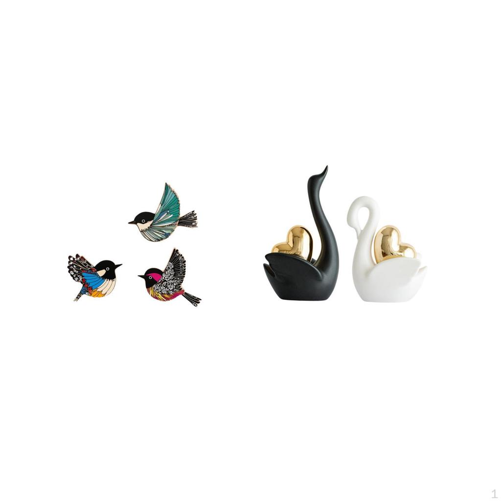 Graceful Wooden Birds And Swans Wall Art Set Elegant Flying Bird Swan Figurines for Garden Study
