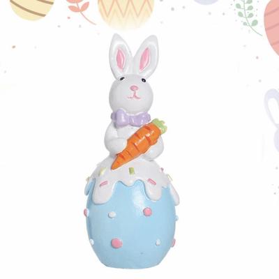 Simulation Bunny Easter Bunny Figurine Hand-Painted Easter Bunny Ornament  Carrot Egg Decoration