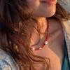 Handcrafted Red Beaded Shell & Pearl Pendant Layered Necklace