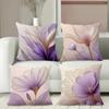 Purple Flower Printed Cushion Covers For Home Decor Polyester Pillowcase, Sofa Decorative Cushion Cov Headboard Pillow