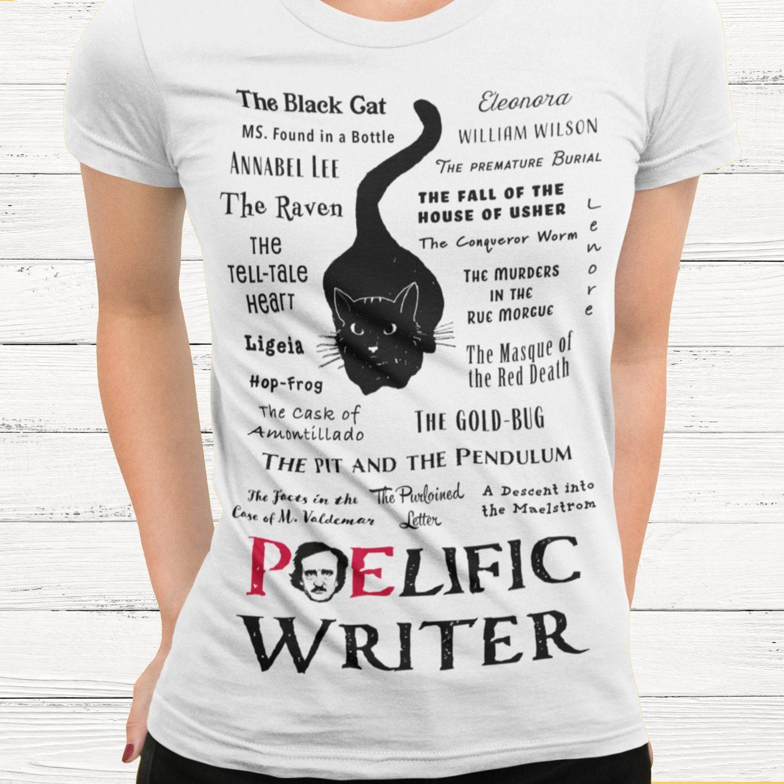 Poe T-Shirt | Edgar Allan Poe | Unisex Tee Shirt | Black Cat | Literary T-Shirt 3XL