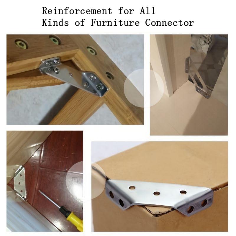 50/10Pcs Triangular Furniture Corner Bracket Connector Metal Trapeziform Angle Corner Brace Chair Drawer Shelf Joint Supports