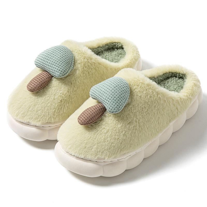 Mushroom Cotton Slippers Autumn and Winter Indoor Home Dormitory Non-slip Hair Mop Warm Cute Plush Cotton Shoes