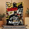 Custom Name Personalized Batman Print Blanket, Home Decor, Bedroom, Sofa, Camping, Couch, Gifts for Birthday Christmas
