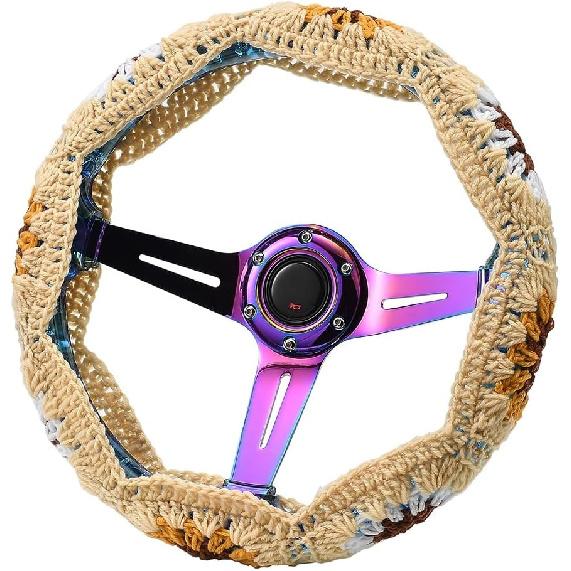 

Handcrafted Crochet Car Steering Wheel Cover Universal Steering Wheel Cover 14-15 inch Cute Crochet Car Interior Accessories for Women Girl (Beige) бежевый