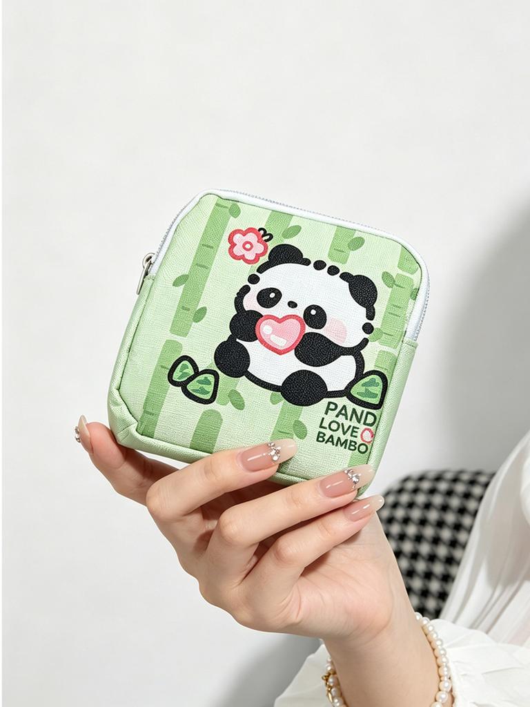 Cute Panda Print Storage Pouch, Portable Organizer for Cables, Cosmetics, Small Items, Travel Must-have