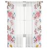 Floral Butterfly White Bay Window Screening Curtains Drape Panel Sheer Tulle For Living Room Bedroom Voile Organza Curtains