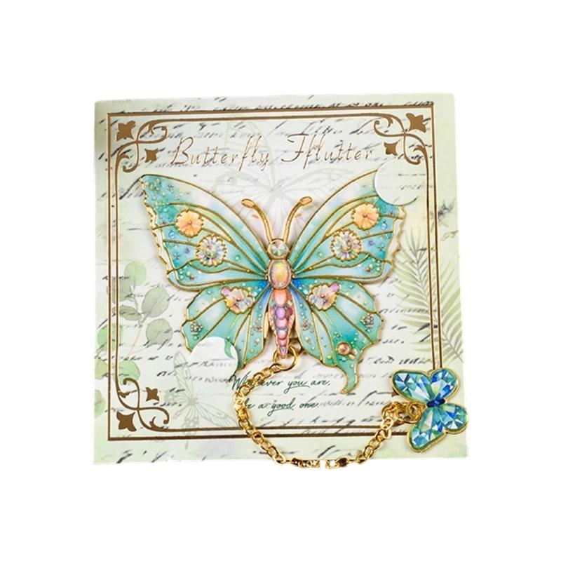 Retro Butterfly Bookmarks with Chain Butterfly Bookmarks Novel Fiction Book Page Holder for Book Lover Reading Gifts