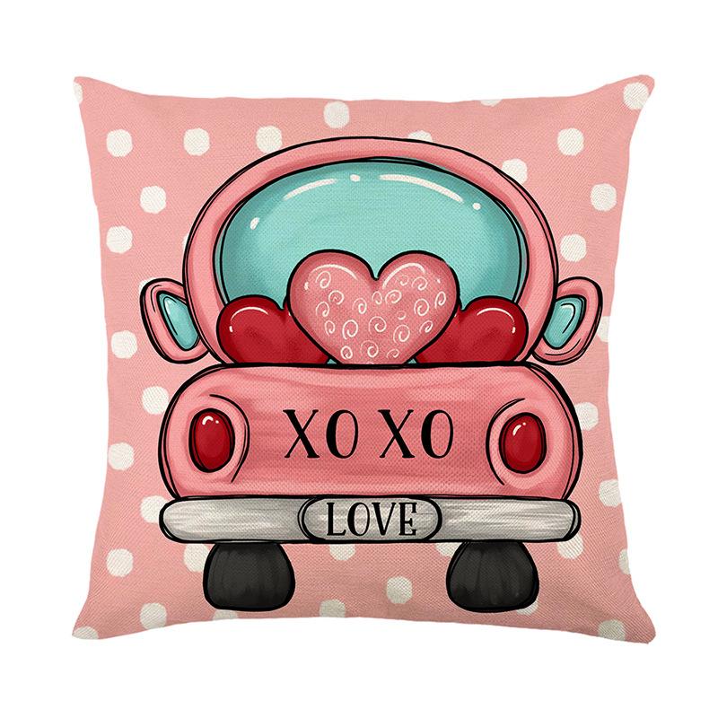 Pillow Cover Valentine's Day Linen Letter Striped Printed Pillow Living Room Decoration Cushion Cover